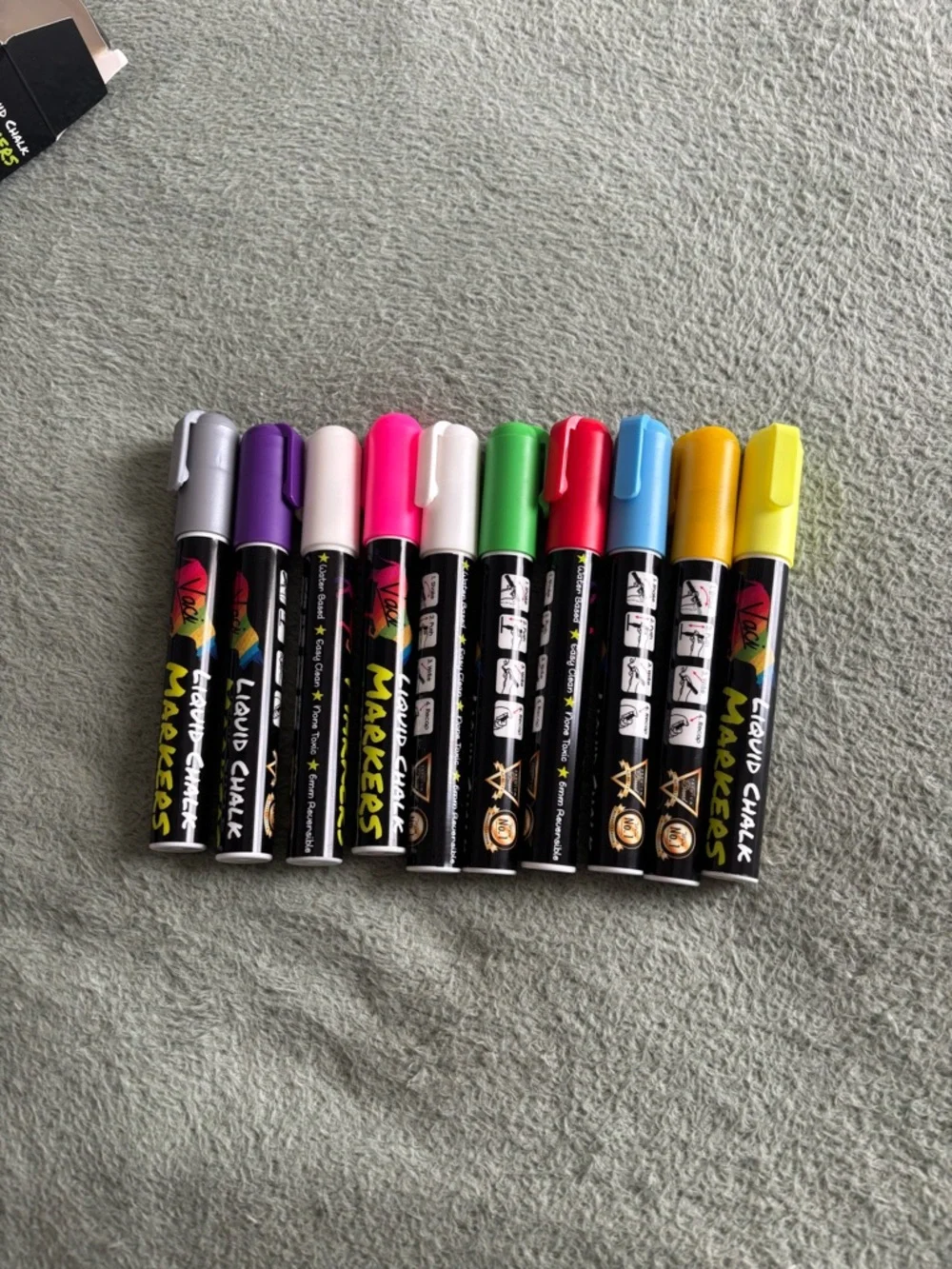 Liquid Chalk Markers Set - Assorted Colors with White, Gold & Silver